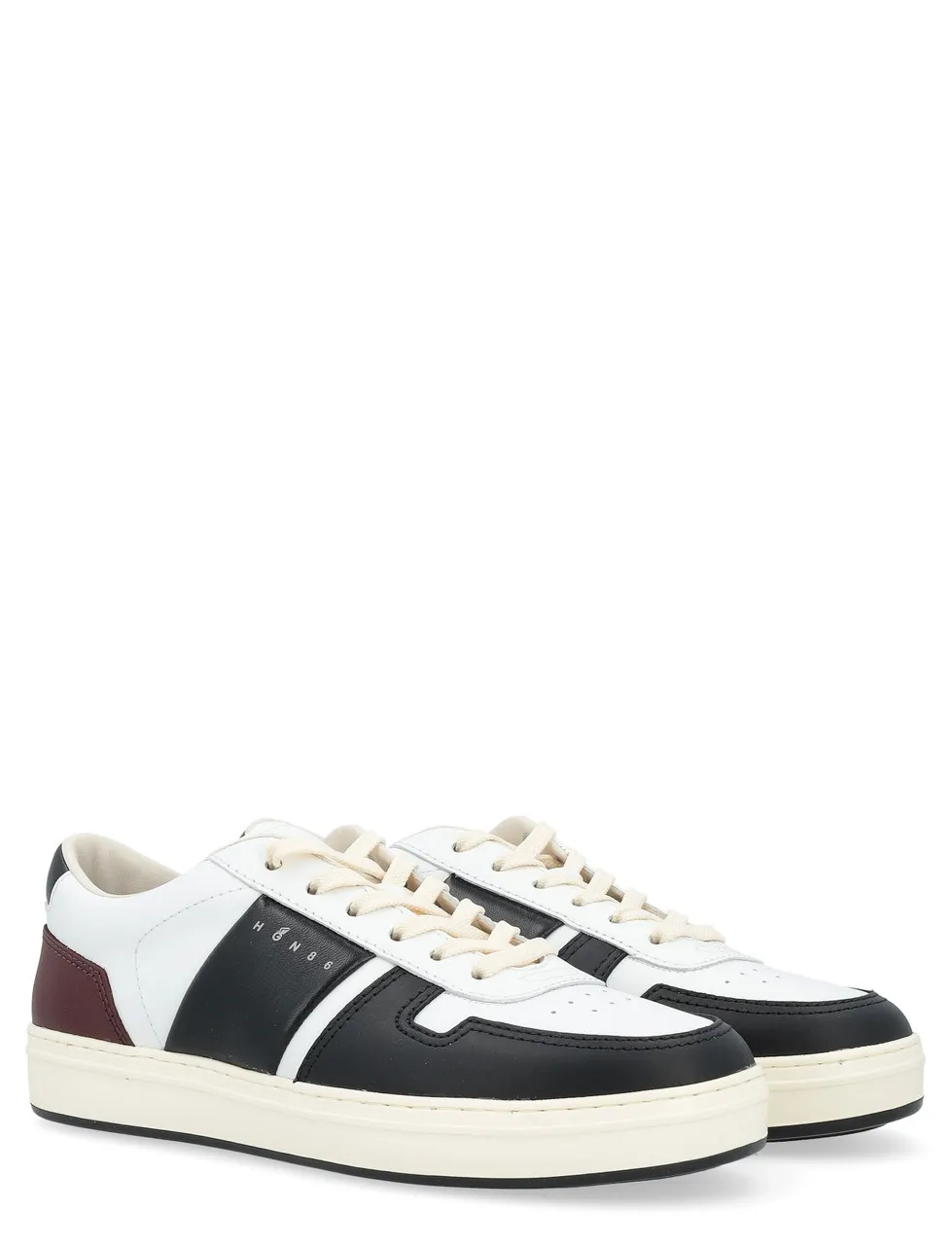 Baskets Hogan H-TV en nappa et cuir lisse noir et blanc