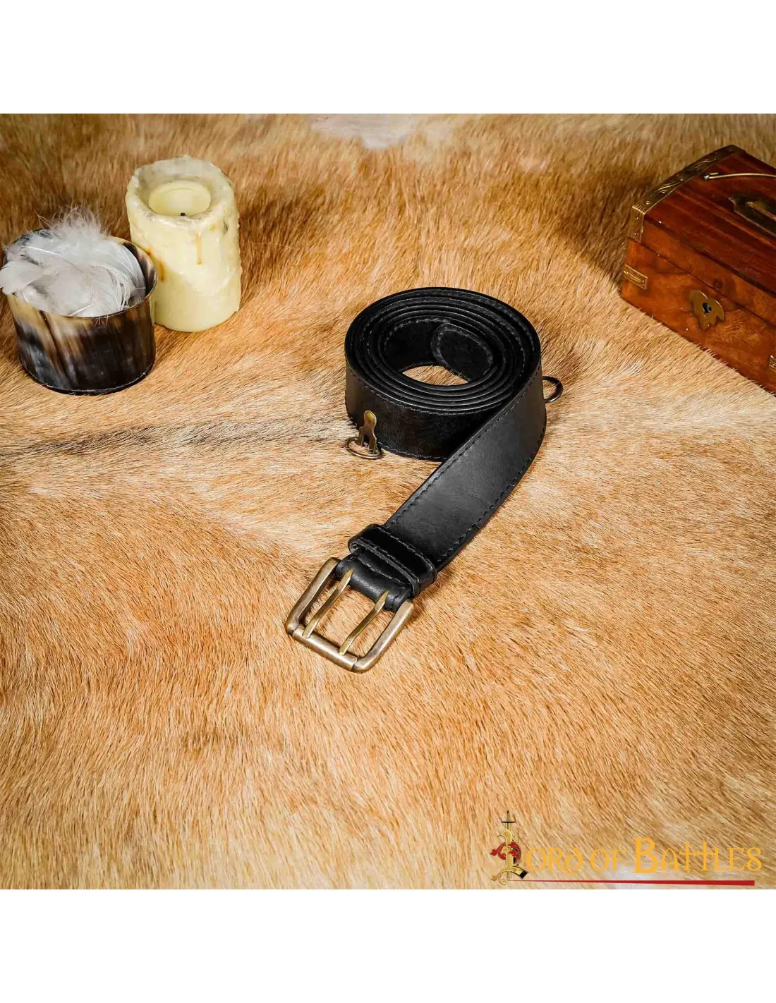 Ceinture médiévale fantaisie en cuir - Noir ⚔️ Boutique Épées