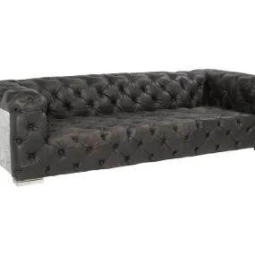 Chester aero black sofa in leather and aluminium, industrial design