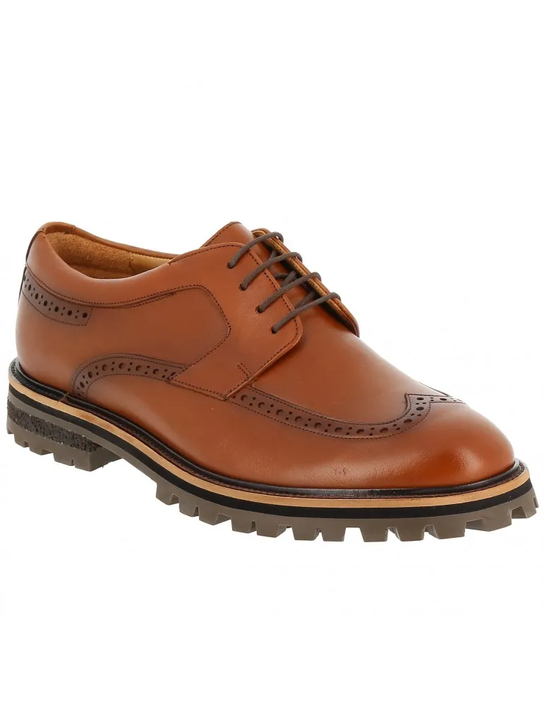 derby semelle crampons moderne cuir cognac