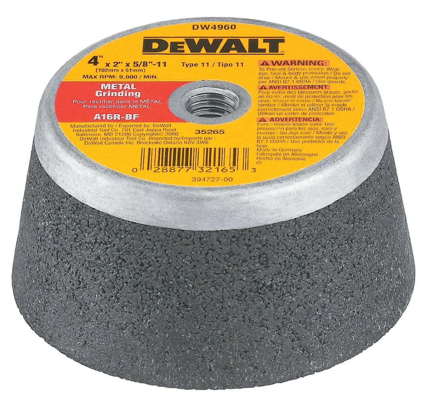 DeWALT DW4960 Meule boisseau 4" x 5/8"-11