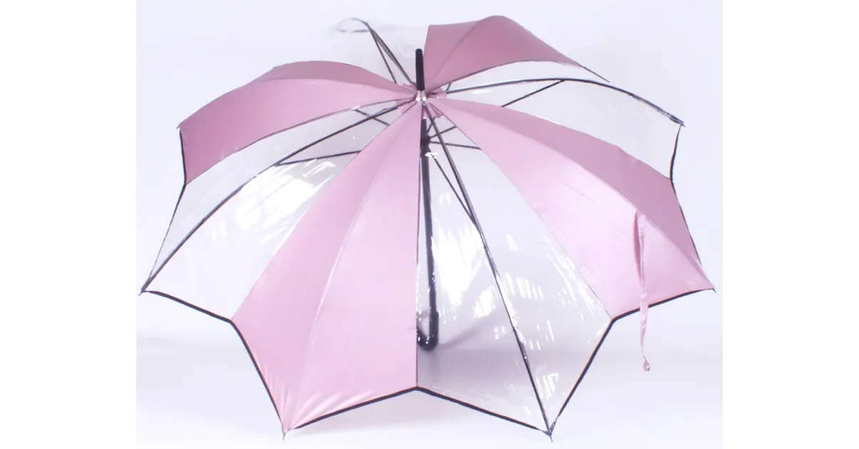 parapluie transparent tulipe rose