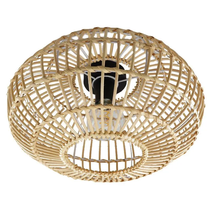 Rotan plafonnière Emilio, bruin, landelijk