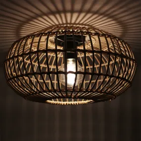 Rotan plafonnière Emilio, bruin, landelijk