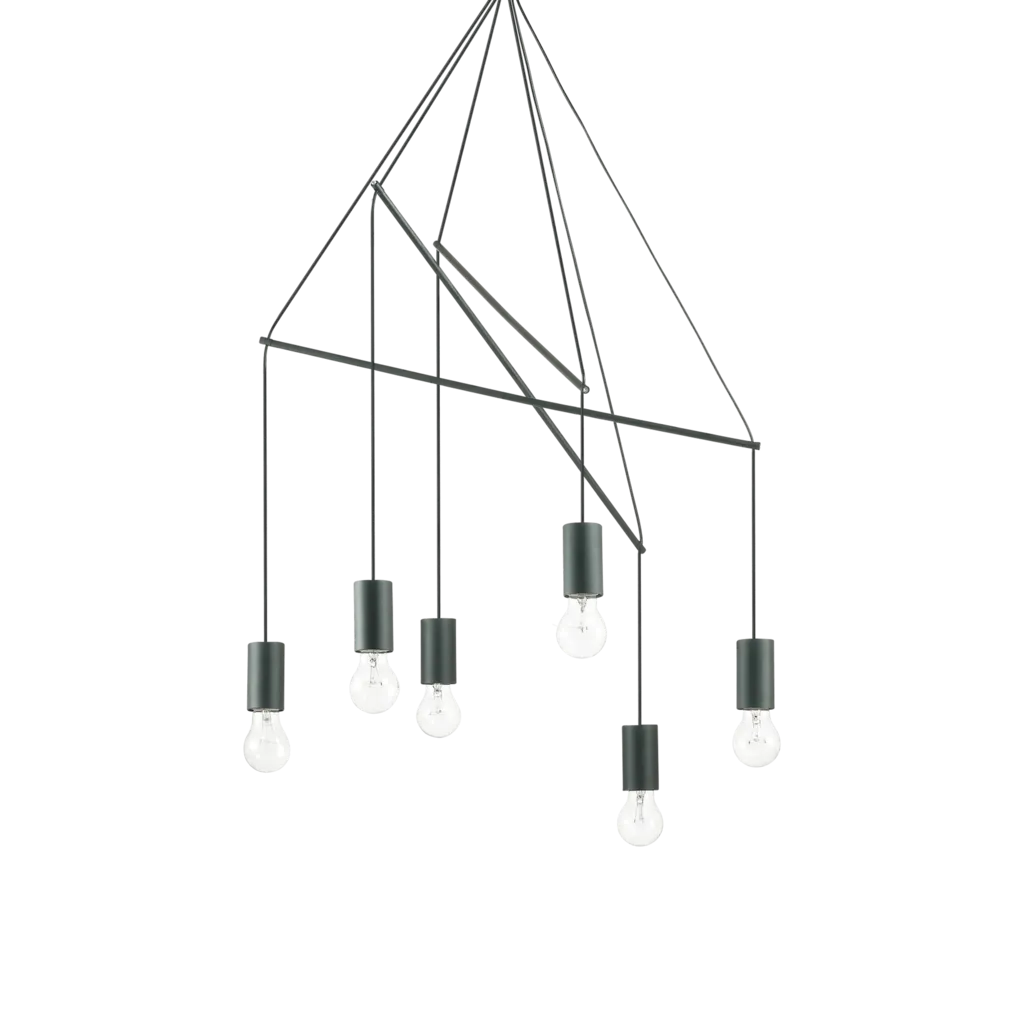 Suspension 6 lampes design Ideal lux Pop Noir Métal